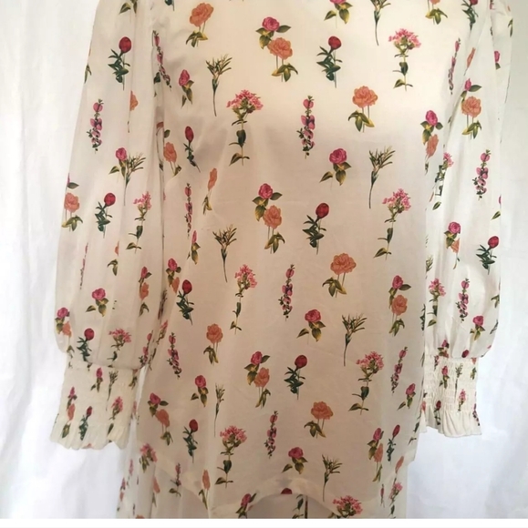 New Buru Designer Floral Bouquet Smocked Waist Mini Skirt Blouse Set Small - Picture 6 of 9